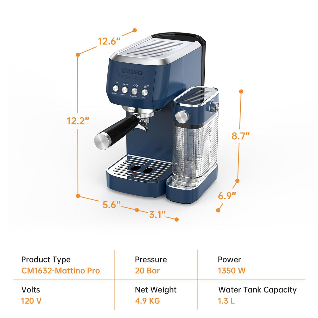 MAttinata 1632L Espresso Machine, Cappuccino Machine with Auto Milk Frother
