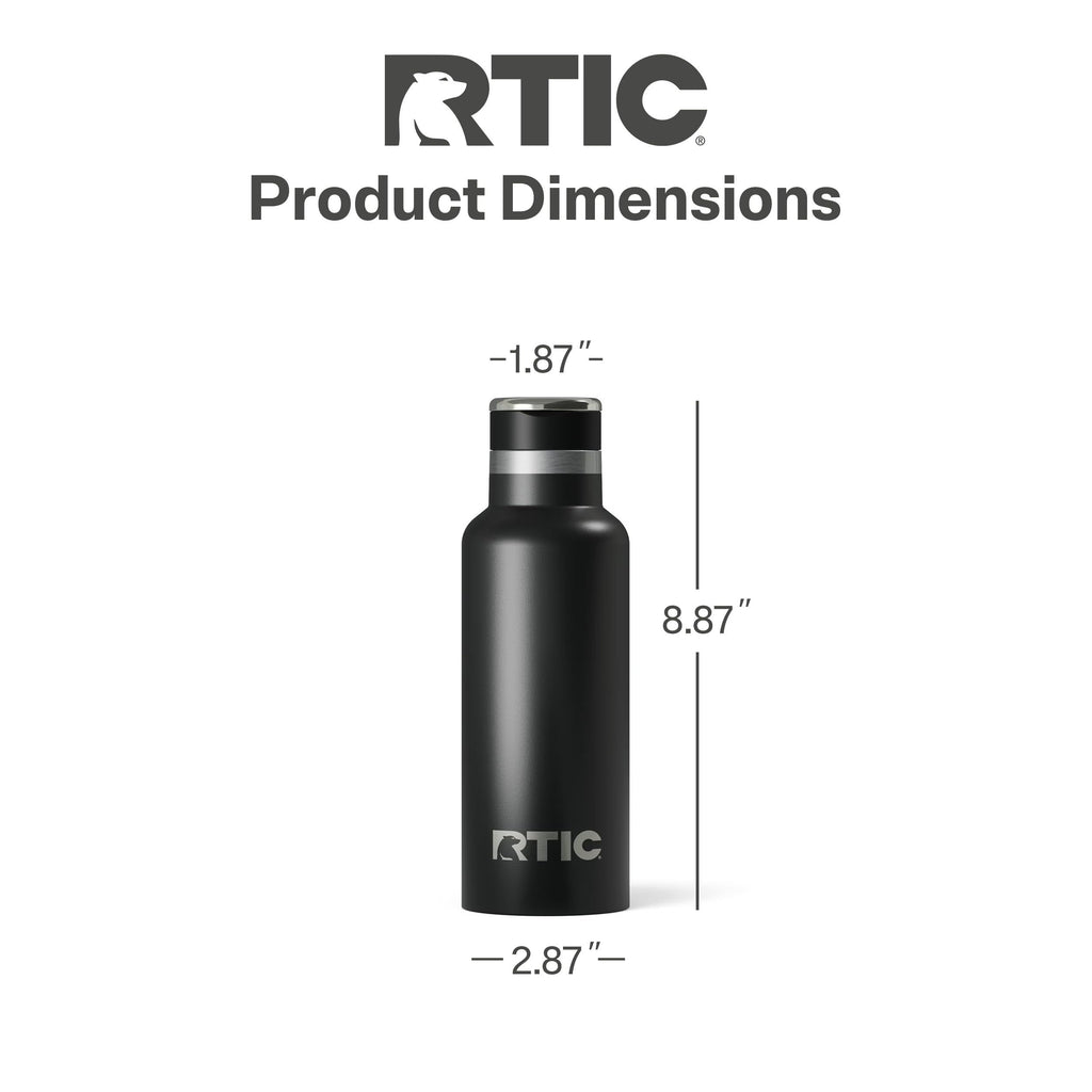 RTIC 16oz Journey Water Bottle, Ceramic Lined, Black