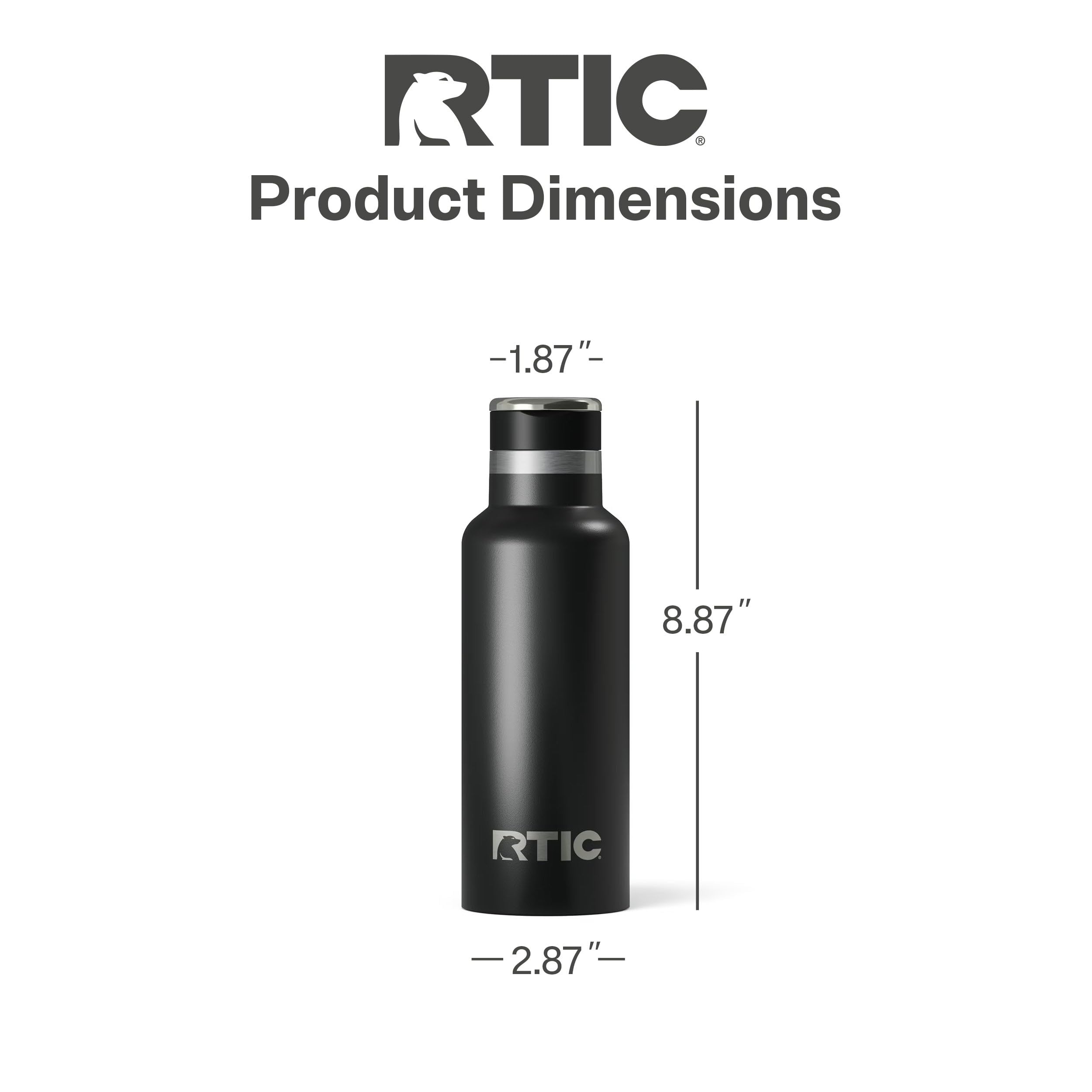 RTIC 16oz Journey Water Bottle, Ceramic Lined, Black