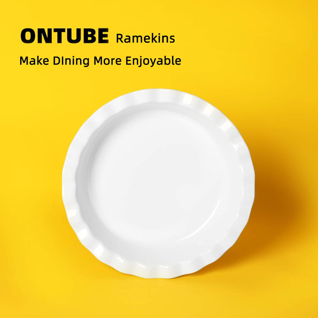 ONTUBE Ceramic 10.5 Inch Deep Pie Pans 50oz (White, 10.5" x 1 Pieces)