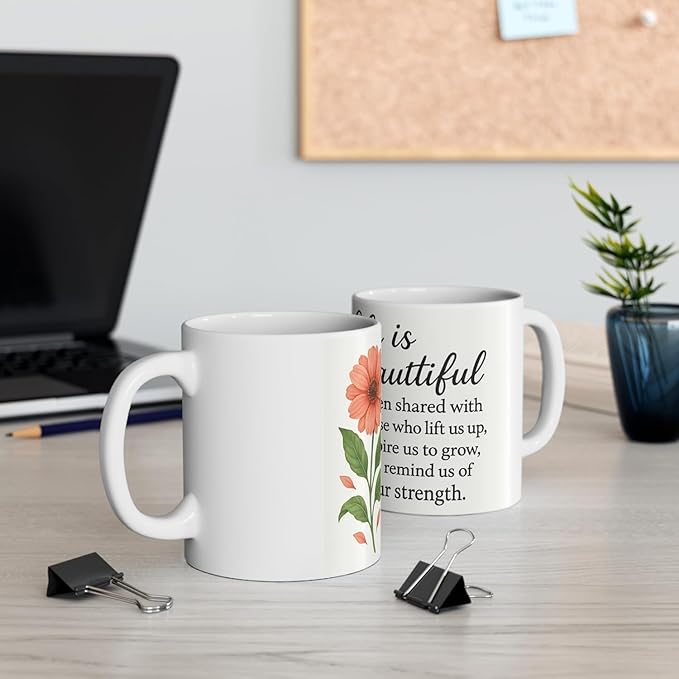 11 OZ Novelty Coffee Mugs - Christmas Gift (Inspirational Floral)