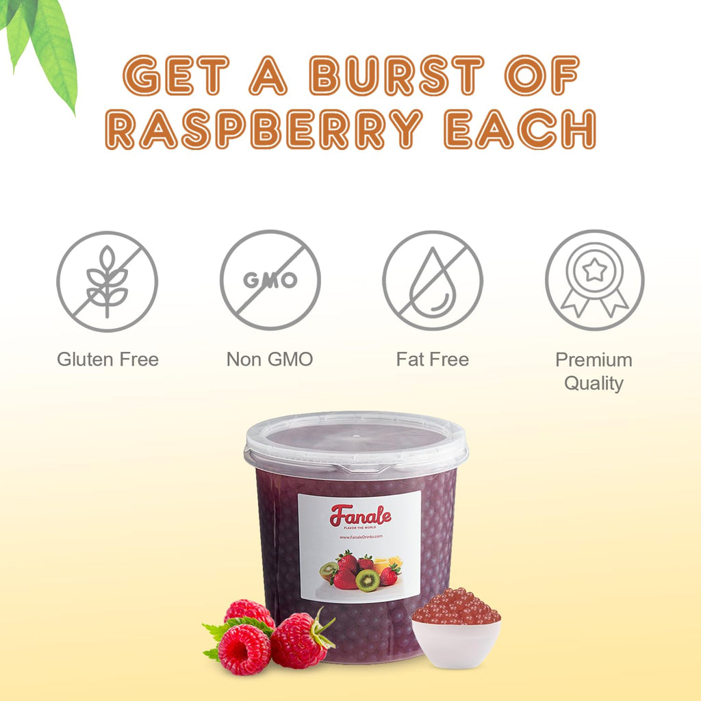 Fanale Raspberry Popping Boba Pearls for Bubble Tea and Drinks, 1 Pound