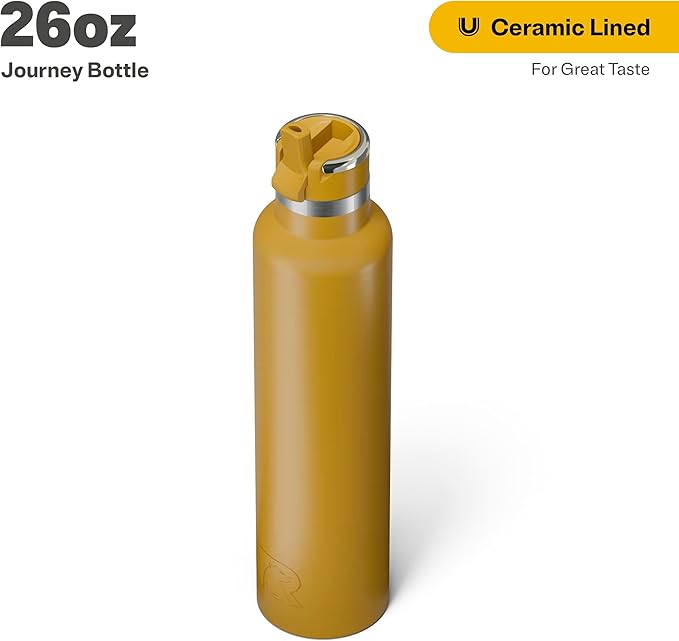 RTIC 26oz Journey Bottle Metal Stainless Steel Vacuum Insulated, BPA Free, Reusable, for Water, Hot and Cold Drinks, Travel, Sports, Camping, Harvest