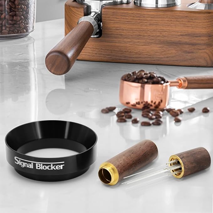 58mm Espresso Dosing Funnel: Coffee Dosing Funnel for Breville - 58mm Portafilter Funnel Magnetic Coffee Dosing Ring Aluminium Metal | Espresso Machine Accessories Bundle Including Espresso WDT Tool