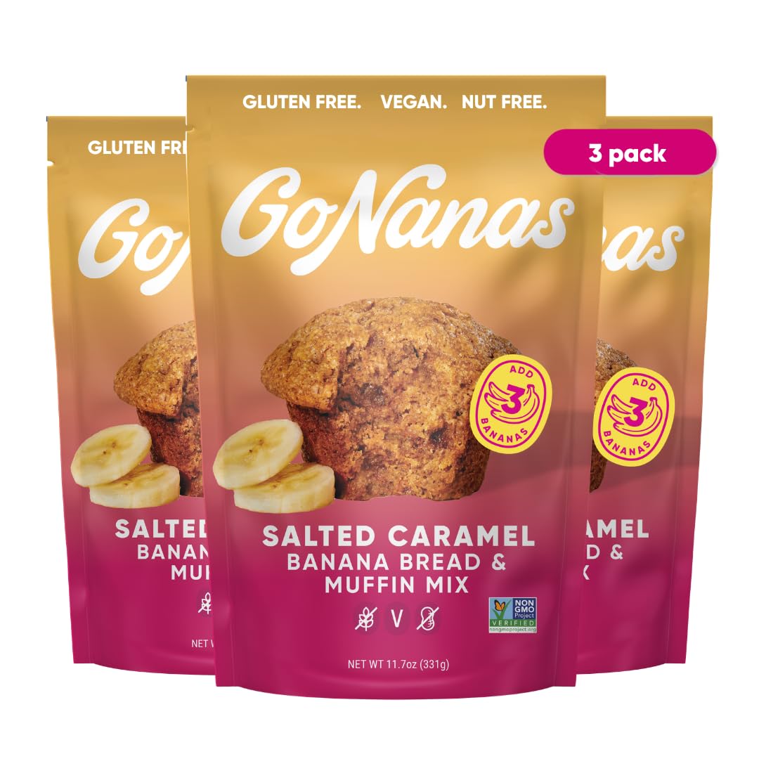 GoNanas Salted Caramel Banana Bread & Muffin Mix, Gluten Free Vegan, 1 Pack