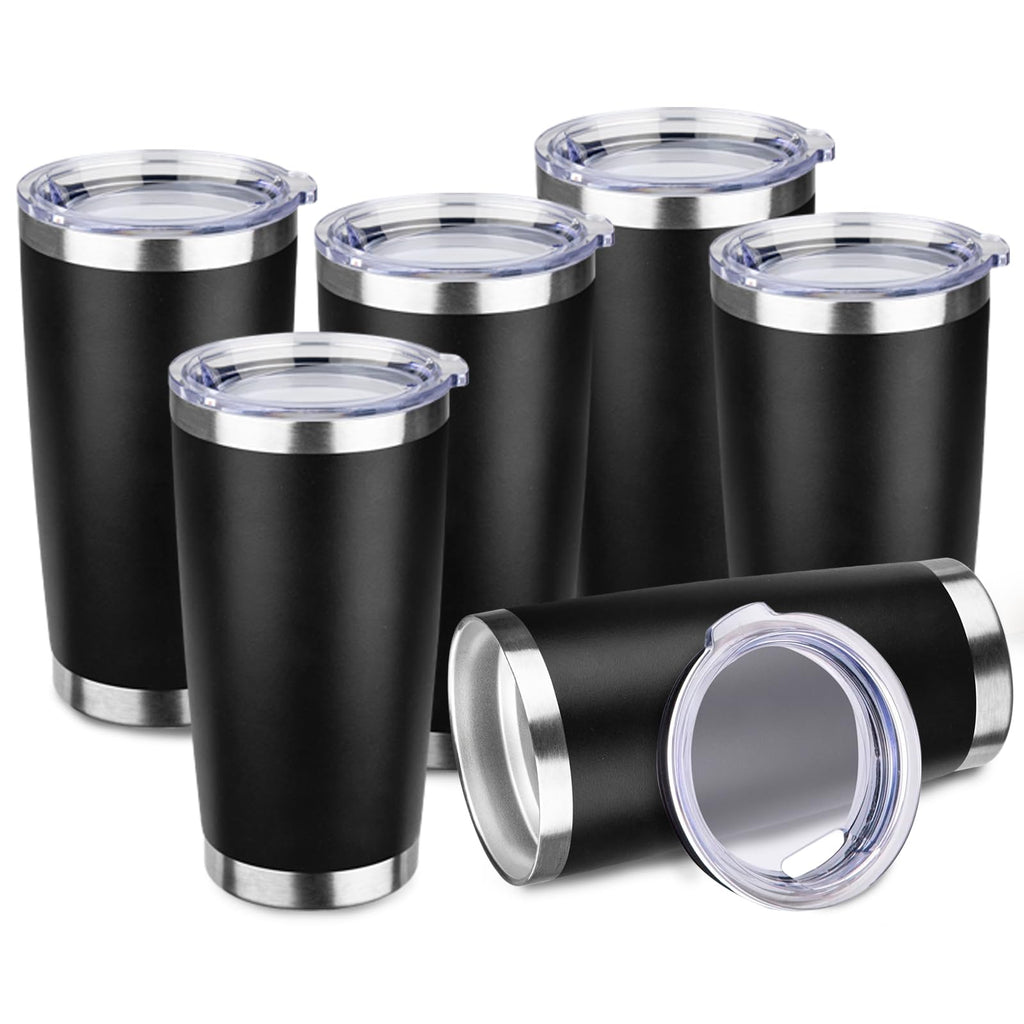 StarSpeed 6 Pack 20oz Stainless Steel Travel Coffee Tumbler,Black