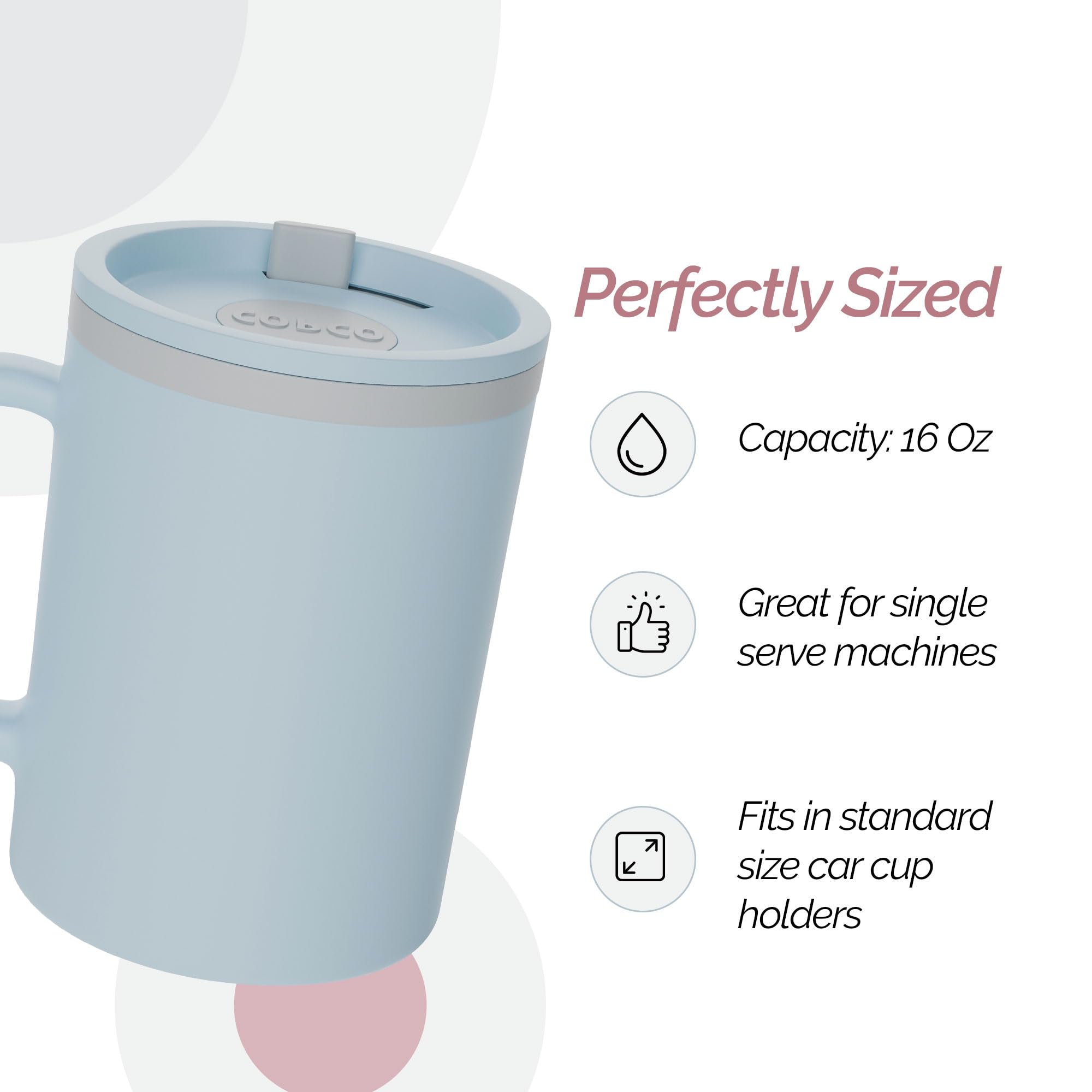 Copco Iconic Desk Mug 16 Oz - Light Blue/Pink, Set of 2