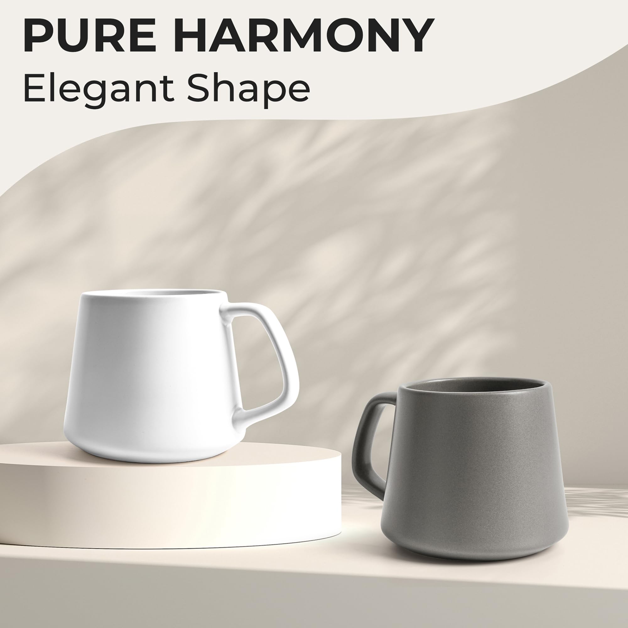 MIAMIO - Coffee Mugs Set of 4, Ceramic (14oz) - Luxe (Classic Pastel)