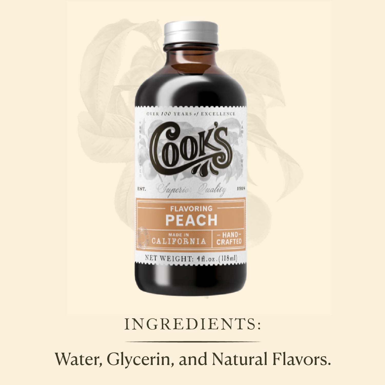 Cook's Peach Flavoring for Baking, Ice Cream & Jam, 32 oz
