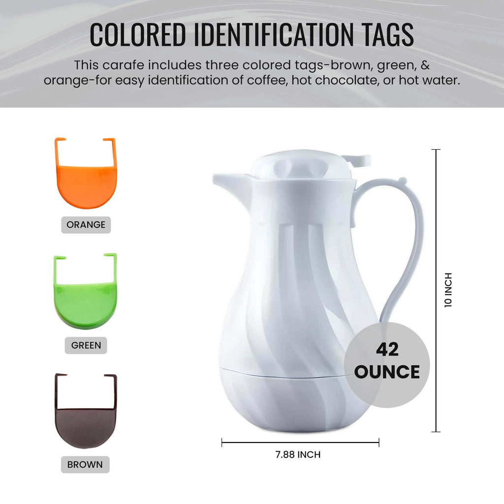 OCS Parts 42 oz 10-Inch White Insulated Thermal Coffee Carafe