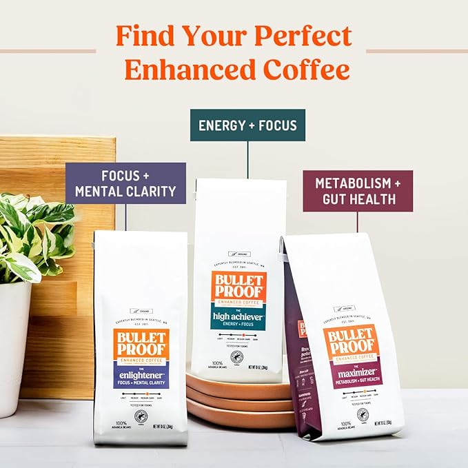 Bulletproof The High Achiever Course Ground Cold Brew Coffee, 10 Ounces, Medium-Dark Roast Enhanced Coffee with Lion's Mane Mushroom, B Vitamins, and Adaptogens for Energy and Focus