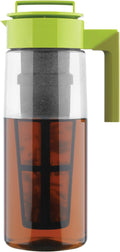 Takeya Flash Chill Iced Tea Maker - Airtight & Durable Iced Tea Maker Jug with Silicone Carry Handle - Leak-Proof & Lightweight Tea Infuser with Patented Flash Chill Technology - 2 Quart, Avocado