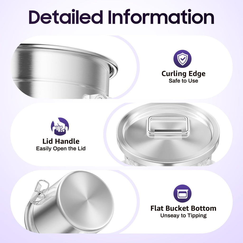 GUJIFENG 202 OZ Stainless Steel Canister Rice Cereal Grain Storage Containers with Lid Airtight Coffee Bean Storage Milk Flour Sugar Food Storage for Home Bar Restaurant (6L/202 OZ)