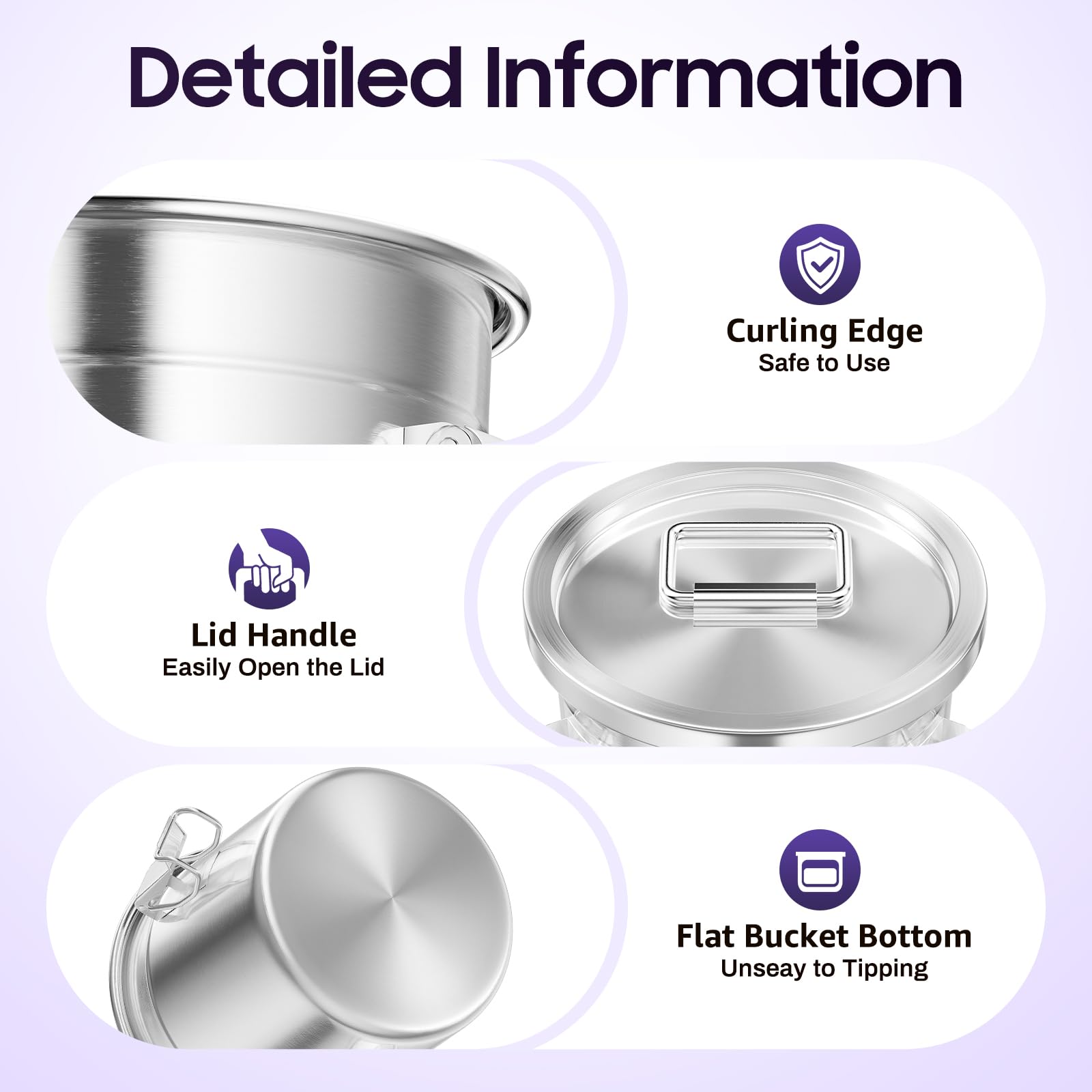 GUJIFENG 202 OZ Stainless Steel Canister Rice Cereal Grain Storage Containers with Lid Airtight Coffee Bean Storage Milk Flour Sugar Food Storage for Home Bar Restaurant (6L/202 OZ)