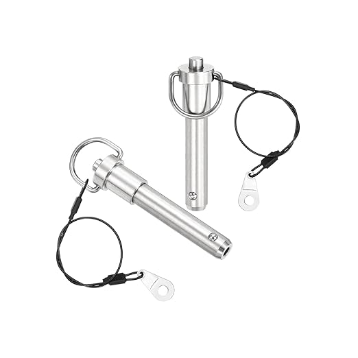 uxcell 1 Pcs Quick Release Pin, 1/2" x 1.77"(Dia. x L) Push-Button Ball Locking Pin 304 Stainless Steel Ring Handle Locking Pin with Wire for Audio Bimini Top Marine, Silver