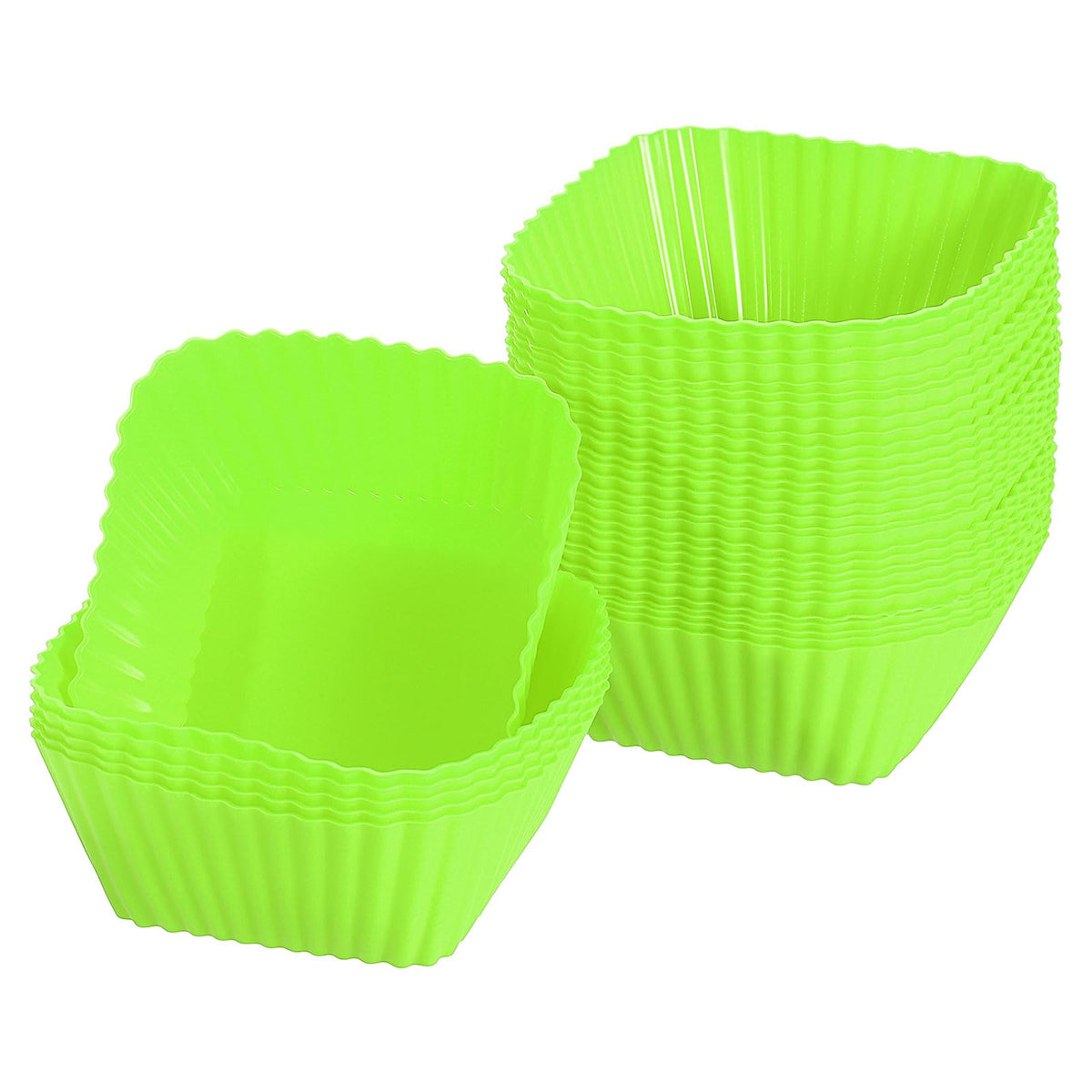 uxcell 18Pcs Silicone Cupcake Baking Cups, Silicone Muffins Liners Non-Stick Square Baking Cups, for Cooking Eggs Baking Muffins and Make a Cake(Red)