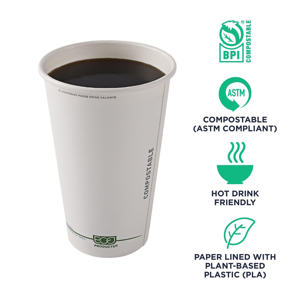 ECO PRODUCTS GreenStripe Disposable Paper Hot Cups, 16 oz, 1000 Count