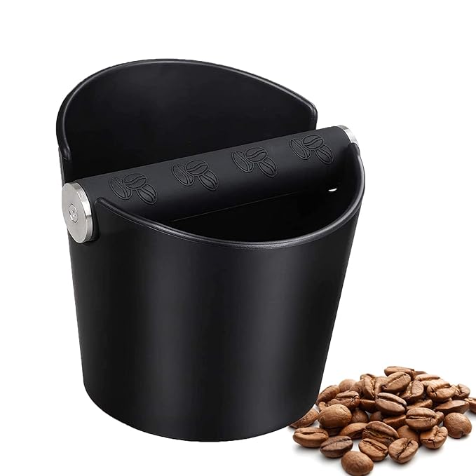 Ailelan Coffee Knock Box, Espresso Dump Bin, Coffee Bin, 4.8 Inch Espresso Knock Box Shock-Absorbent Durable Barista Style with Removable Knock Bar and Non-Slip Base(Round)