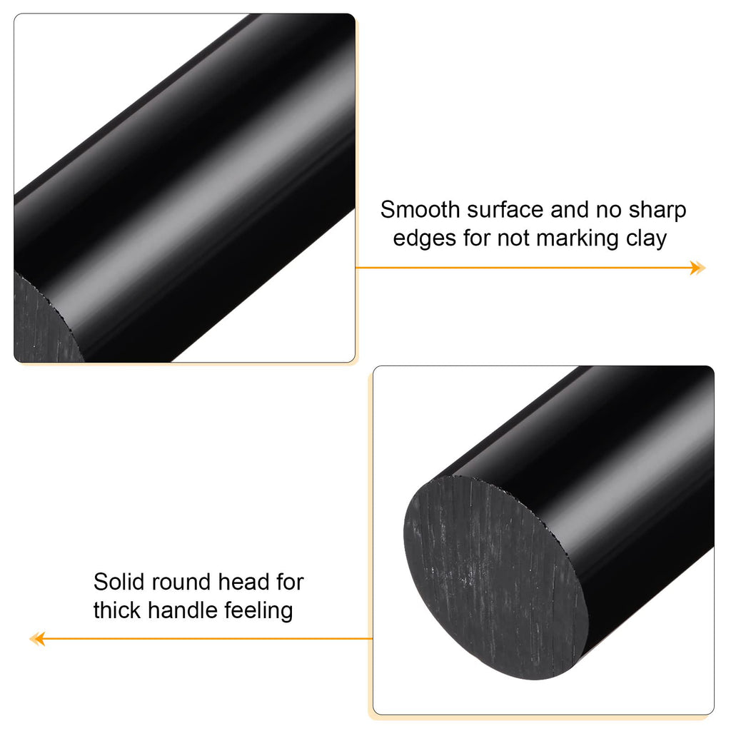 HARFINGTON Acrylic Clay Roller 6 Inch x 1 Inch Solid Non-Stick Plastic Round Tube Roller Polymer Clay Rod Fondant Rolling Pin for Shaping, Sculpting, Modeling DIY Crafts, Black