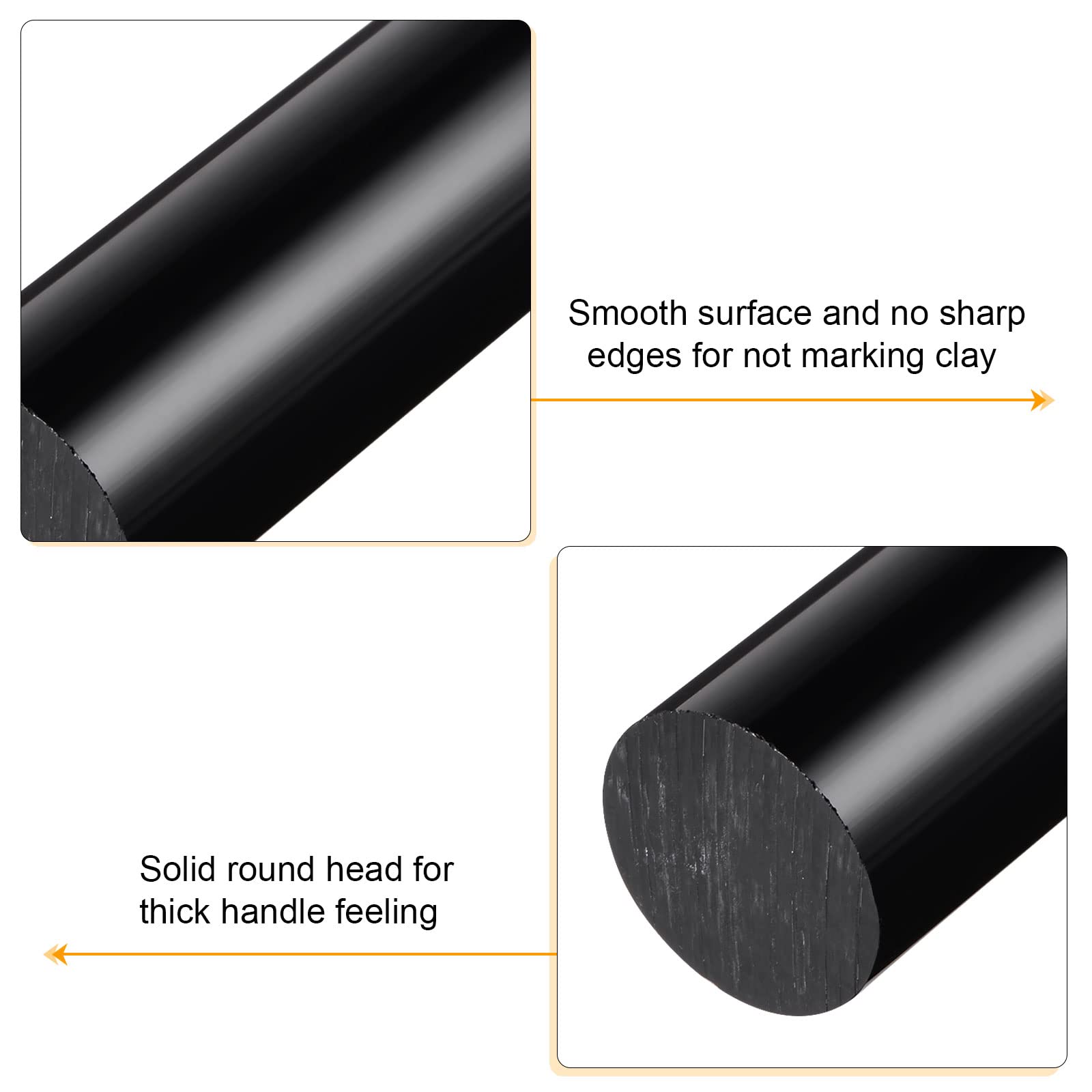 HARFINGTON Acrylic Clay Roller 6 Inch x 1 Inch Solid Non-Stick Plastic Round Tube Roller Polymer Clay Rod Fondant Rolling Pin for Shaping, Sculpting, Modeling DIY Crafts, Black