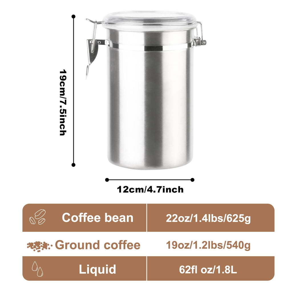 Walktosun Stainless Steel Food Container with Clear Lids Airtight Storage Container Stackable Small Canisters Kitchen Pantry Storage for Cereal, Snacks, Candy, Herbs, Spices, Sugar, Tea (Silver)