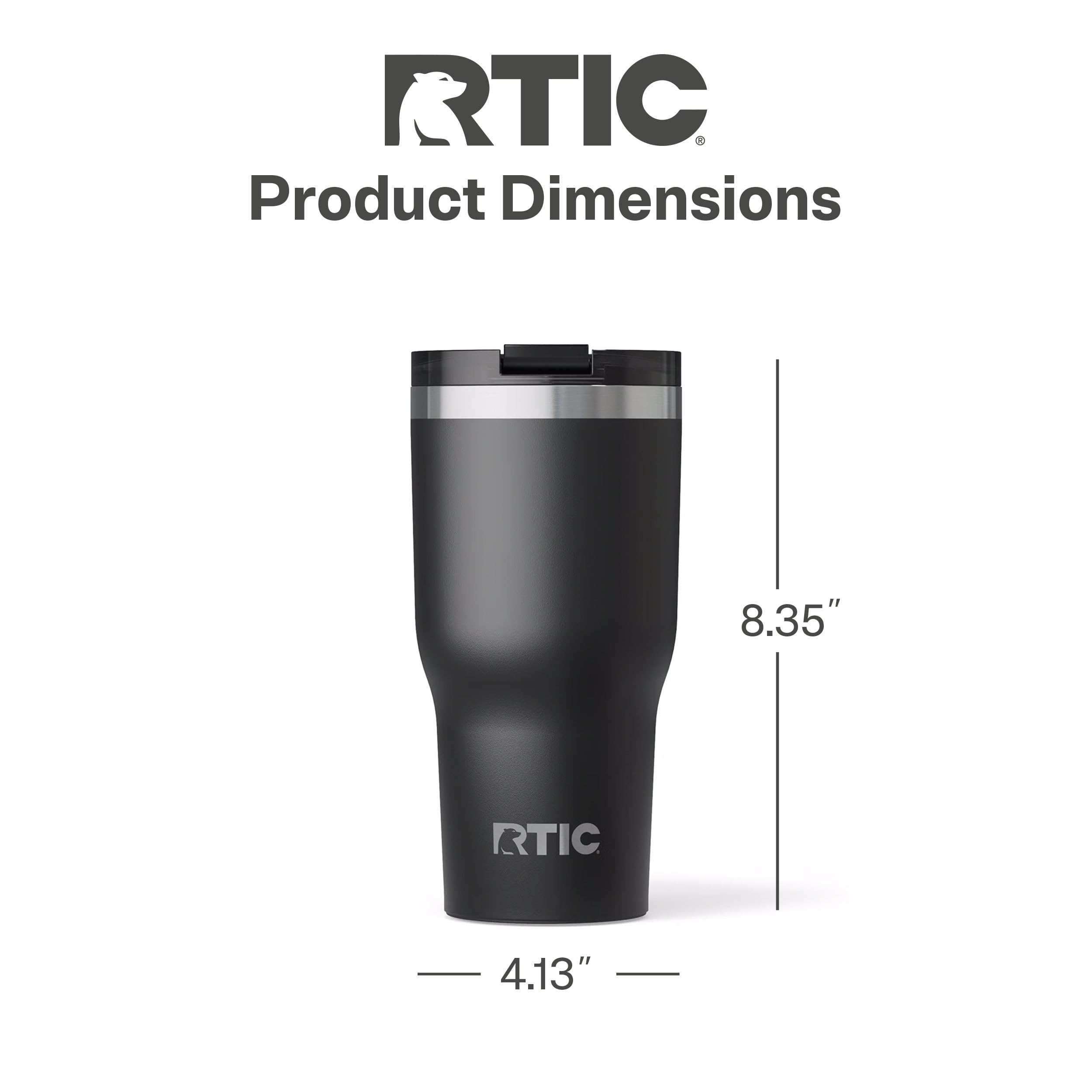 RTIC 30oz Essential Tumbler with Lid, Ceramic Lined, Black