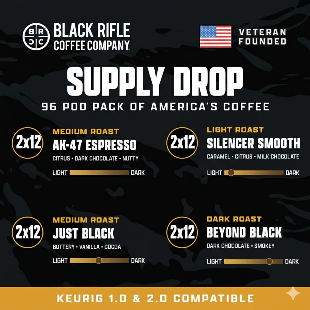 Black Rifle Coffee Variety Pack K Cup Coffee 96 Count Coffee Pods
