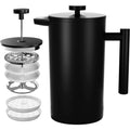 Coffito French Press Coffee Maker,Stainless Steel Double Wall Insulated Coffee Press 34 oz,4-8 Cups, Portable Hot Cold Brew Teapot Cafetera for Coffee Bar Accessories Kitchen Camping (Black,34oz)
