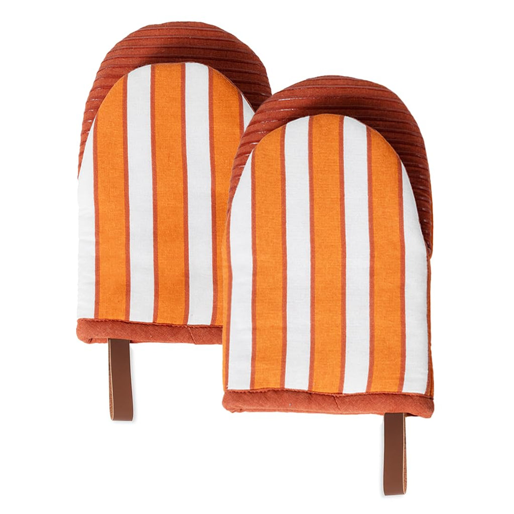 Folkulture Oven Mitts, Green Checkered,Heat Resistant -(5.75"x9")