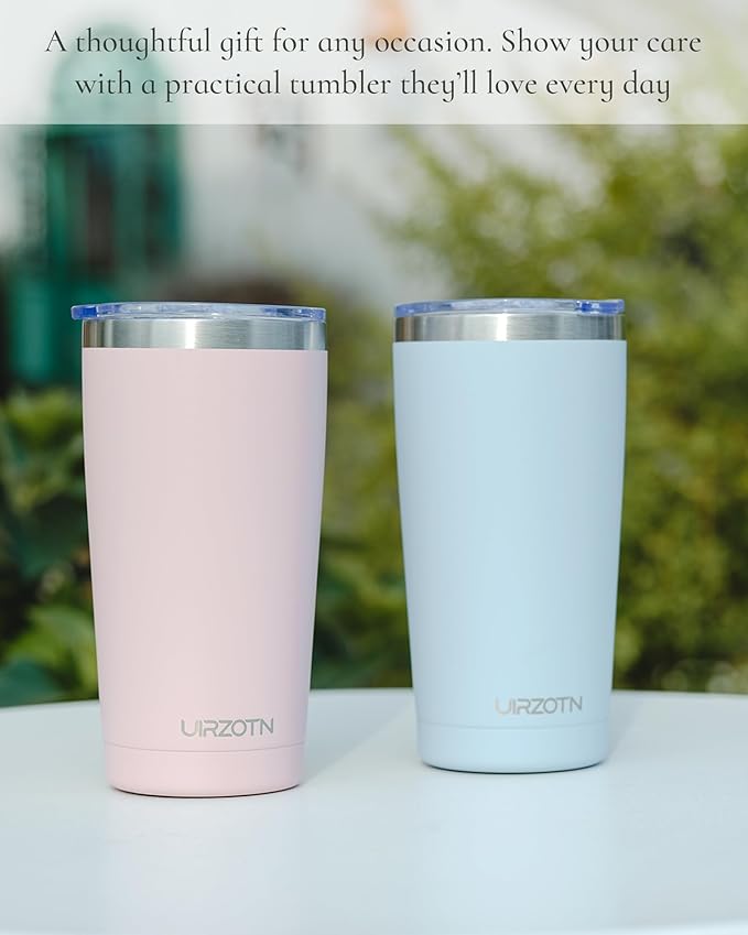 Travel Coffee Tumbler 20oz, Leakproof Travel Coffee Mug with Lid and Straw, Stainless Steel Double Wall Vacuum Insulated Tumbler for Hot/Iced Drinks (Textured Matte, Lilac Pink)