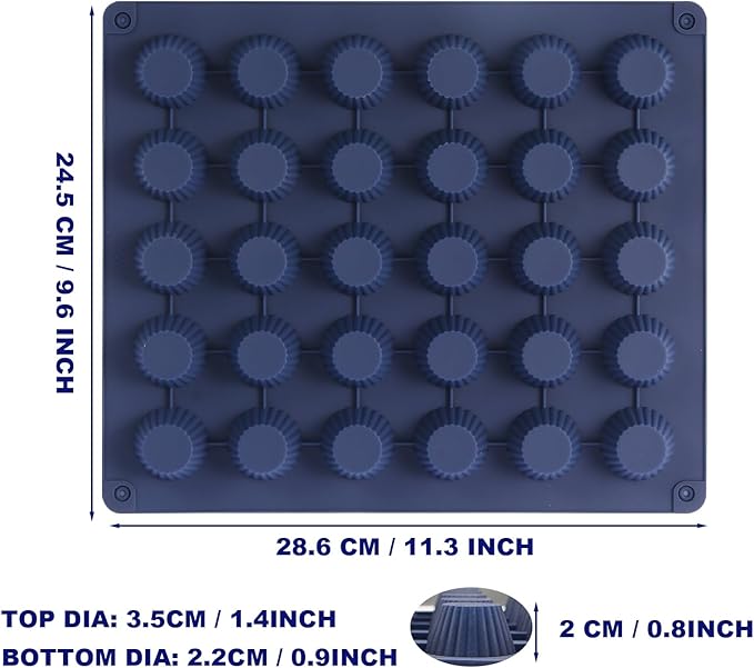 Peanut Butter Cup Molds, Bite-Size Chocolate Molds, Silicone Mold for Keto Fat Bomb, Jelly, Ice and Cordial, 2 PCS (Blue, Bite-Size)