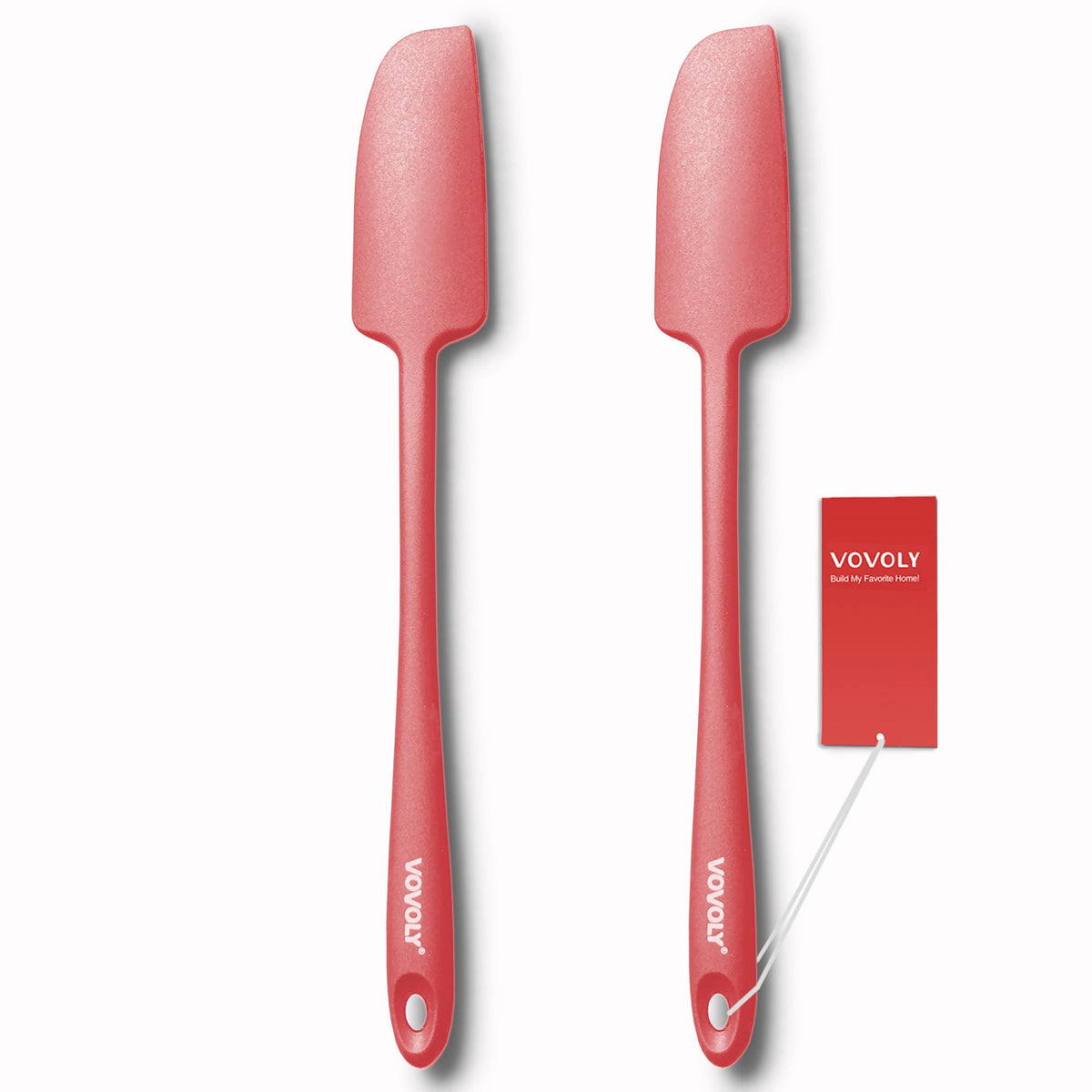 2-Pack Vovoly Silicone Jar Spatulas, Small Seamless Design Rubber Scraper with Stainless Steel Core, Heat Resistant and Non-Stick Mini Spatula for Jars and Blenders, BPA Free,11 IN, Khaki