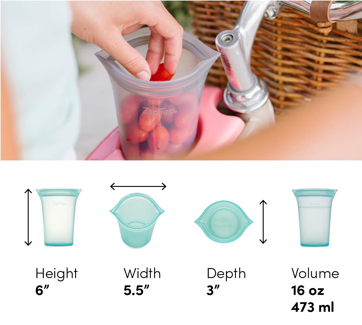 Zip Top Reusable Food Storage Bags | Medium Cup [Lavender] | Silicone Meal Prep Container | Microwave, Dishwasher and Freezer Safe | Made in the USA