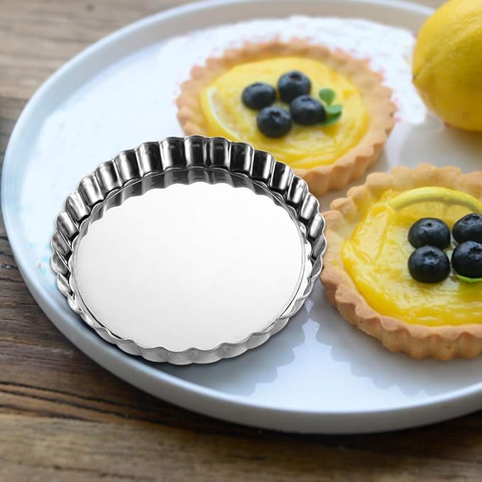 Set of 6, Mini Tart Pan, findTop 4.7 Inch Non-Stick Quiche Pan with Removable Bottom or Oven