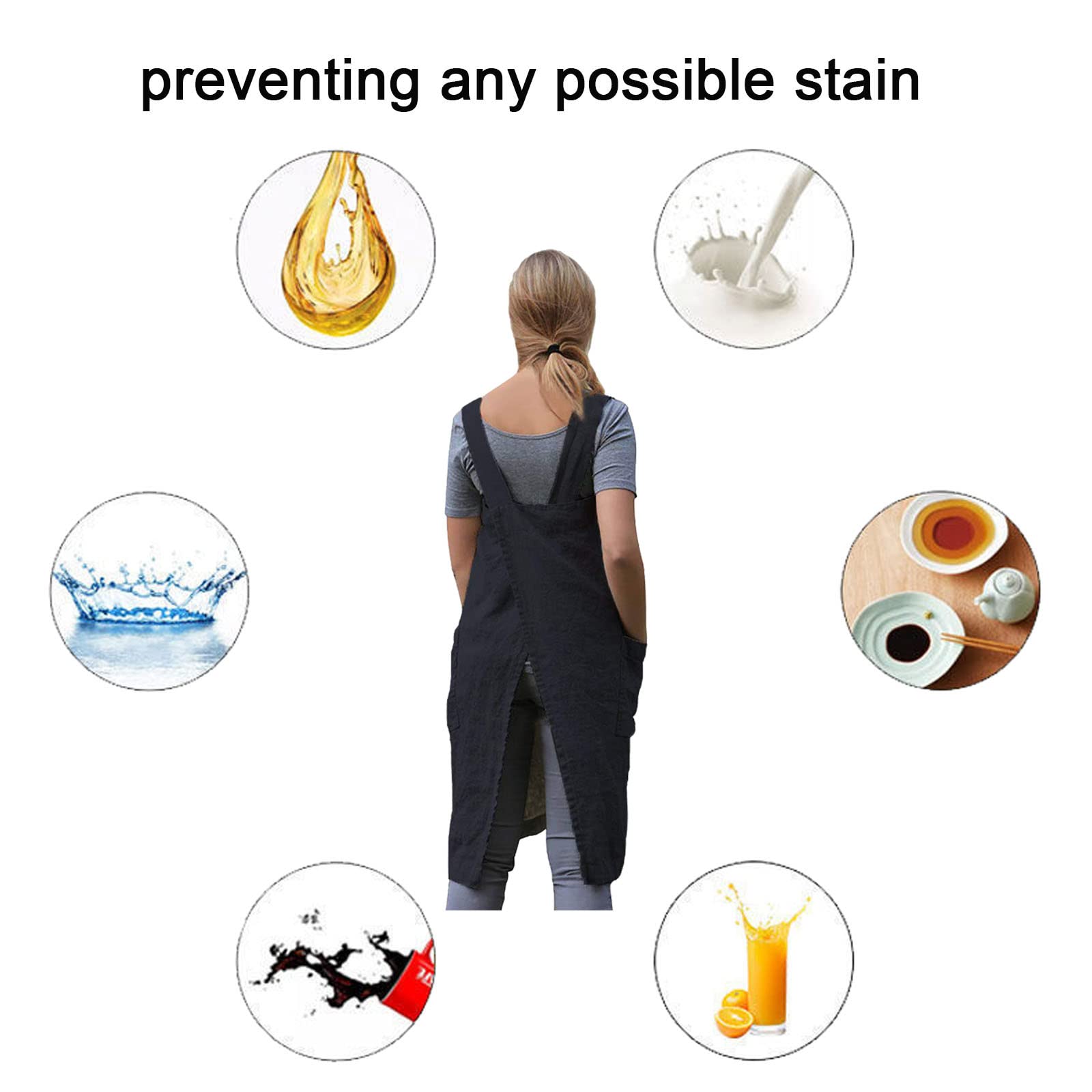 ZQFFB Pinafore Cross Back Apron for Women with Pockets