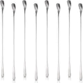Patelai 8 Pieces Stainless Steel Coffee Stirring Spoons 12.4 Inch Reusable Coffee Stirrers Long Handle Bar Cocktail Salt Spoons Tiny Swizzle Sticks for Bar Cocktails