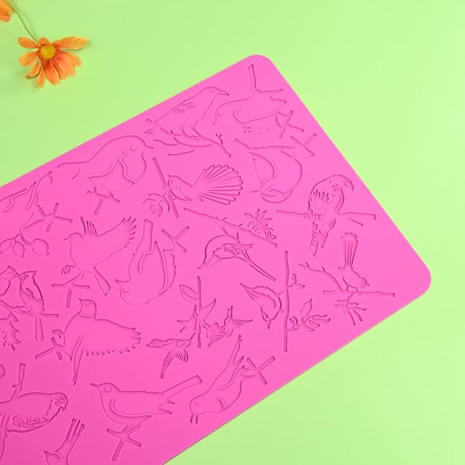 mostsom Silicone Mold 3D Hollow Out Lace Mold Kitchen Lace Emboss Mat Magpie Bird Silicone Fondant Cake Decorating Chocolate Sugarcraft Moulds (A_ Magpie Bird)