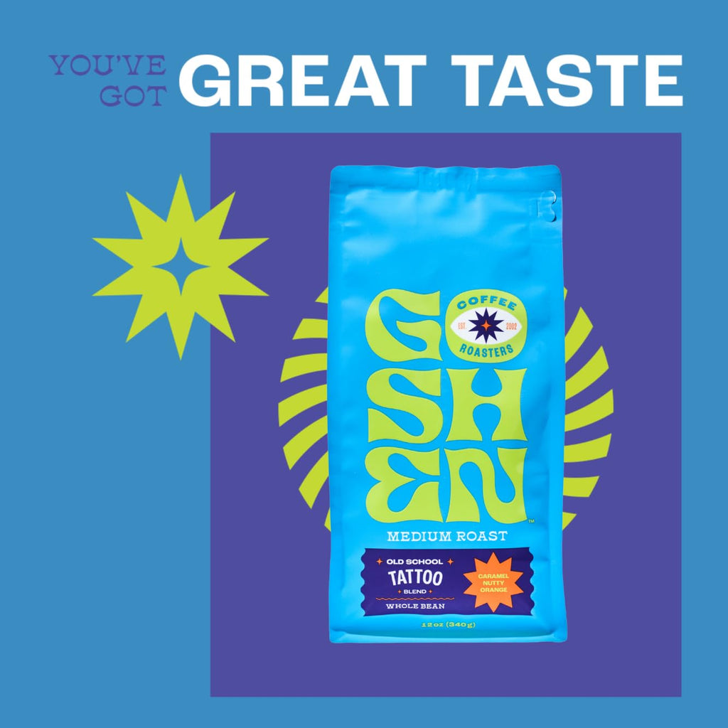Goshen Coffee Roasters Old School Tattoo, Medium Roast 12oz Whole Bean