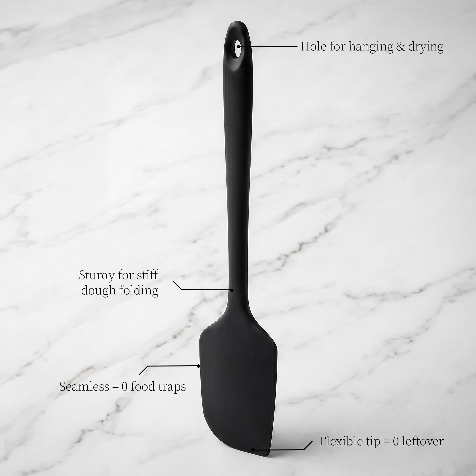 Lilybeam 600ºF Heat Resistant Silicone Spatula Spoonula Set of 4, Black