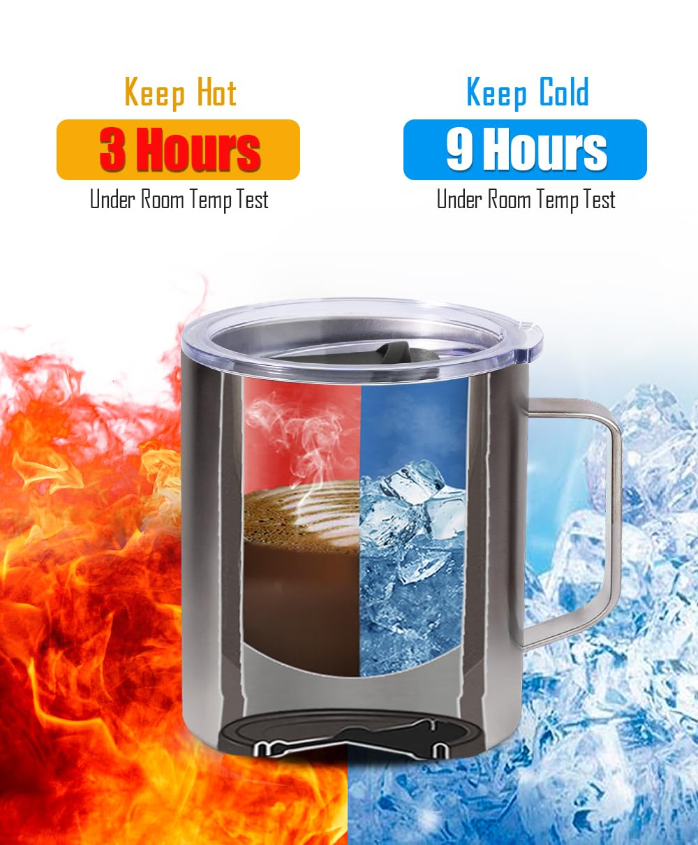 SUNWILL Insulated Coffee Mug, Stainless Steel 14 oz, Splash-Proof Lid