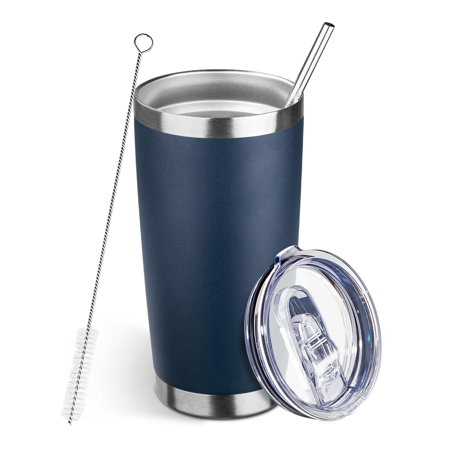 DIW 20oz Insulated Tumbler Travel Coffee Mug with Lid Straw(Navy Blue,1)