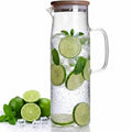 hjn Glass Pitcher with Lid Glass Water Carafe with Handle, Fridge Water Jug Cold or Hot Beverages, Iced Tea, Milk, Juice 1500ml/51oz &
