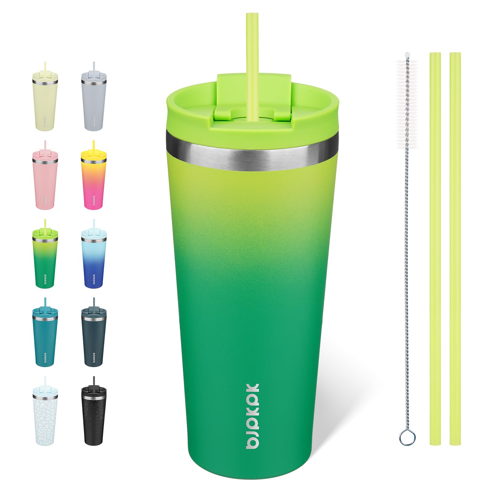 BJPKPK 22 oz Coffee Tumbler with Straw, Insulated Stainless Steel Cup