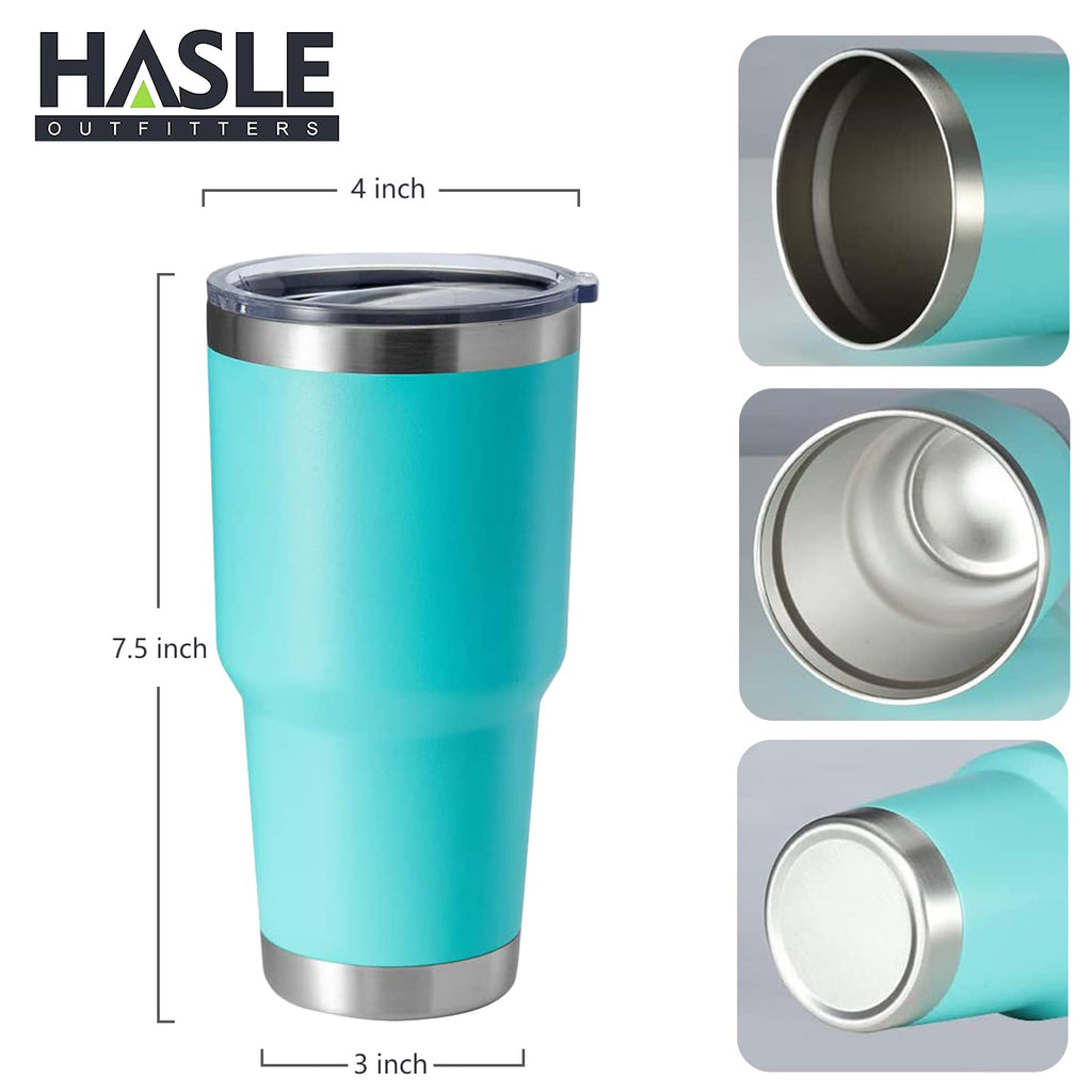 HASLE OUTFITTERS 30oz Stainless Steel Tumbler, Double Wall Vacuum Insulated Travel Mug Tumbler, Durable Insulated Coffee Mug, Gift Box Set (Light Green, 4)