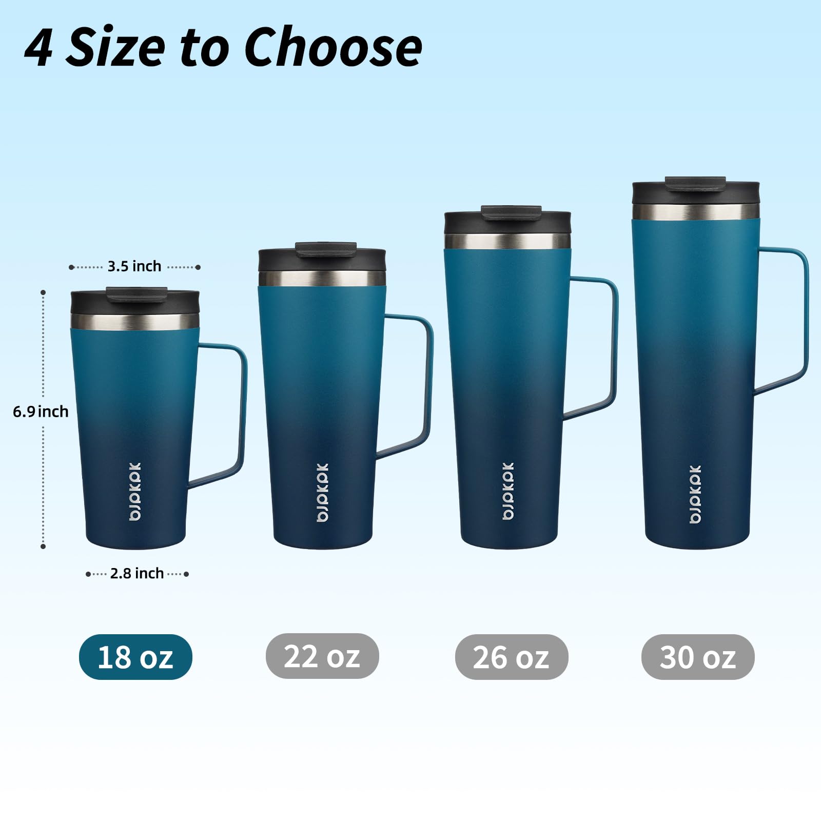 BJPKPK 18oz Insulated Tumbler with Handle, Lid & Straw, Stainless Steel