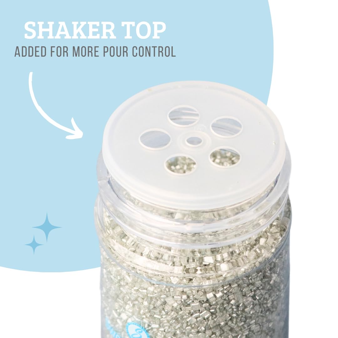 Sweets Indeed Silver Decorating Sugar – Metallic Silver Sanding Sugar Crystals for Baking & Decorating Cupcakes, Cookies, Cakes & Desserts – Wedding, Holiday & Party Topping – 5.11 ounces