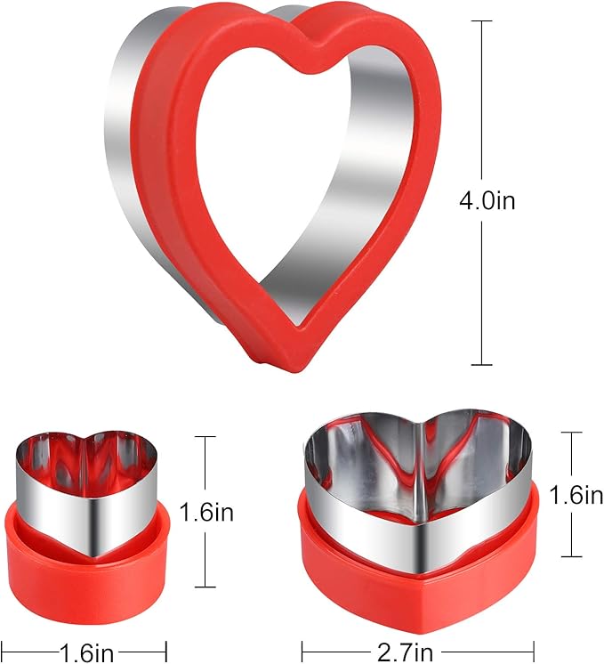 Love Heart Shape Cookie Cutters, Baking Vegetable Shape Cutters, Mini & Medium & Large Shaped Cutters,The Valentine’s Day Cutters with Red Color Biscuit Molds Fondant Cake
