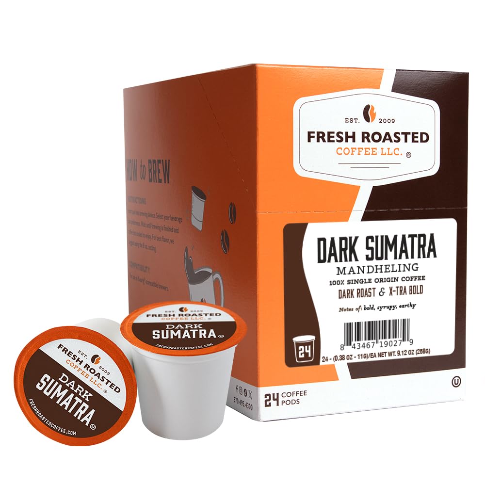 Fresh Roasted Coffee, Organic Bali Blue Moon K-Cup Pods for Keurig Brewers, Medium Roast, USDA Organic, Kosher, 24 Count (Pack of 3)