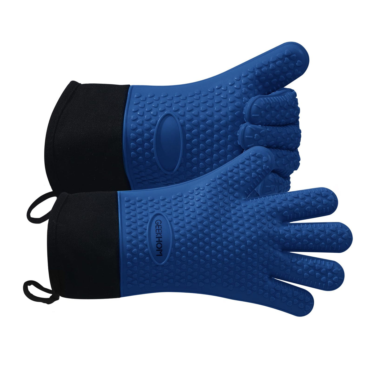 GEEKHOM BBQ Gloves Heat Resistant Oven Mitts - Silicone Grilling Gloves with 14" Long Arm Protection - Waterproof Pot Holder Non-Slip for Men & Women, Kitchen Cooking, Baking, Camping, Beige