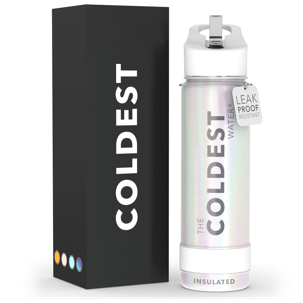 Coldest Insulated Water Bottle with Straw Lid - Stainless Steel Metal Insulated Bottle for Men & Women (Cosmic Ice Glitter, 24 oz)